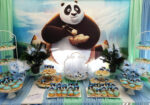 Στολισμός βάπτισης για αγόρι με θέμα Kung Fu Panda σε γαλάζιες και μέντα αποχρώσεις.