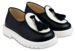 Δίχρωμο  Loafer με Φουντάκια EXC5244 Λευκό Μπλε